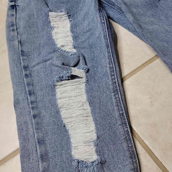 Tinseltown Distressed High Rise Straight Leg Denim Jeans Size 7 - Picture 8 of 12